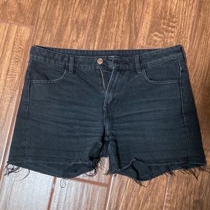Black denim shorts
